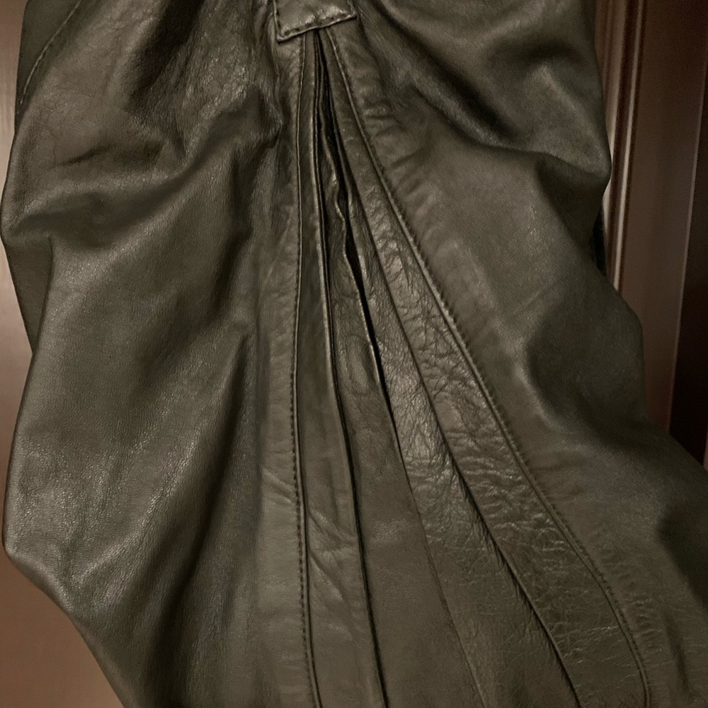 Leather bomber jacket dolman sleeve - Picture 6 of 16